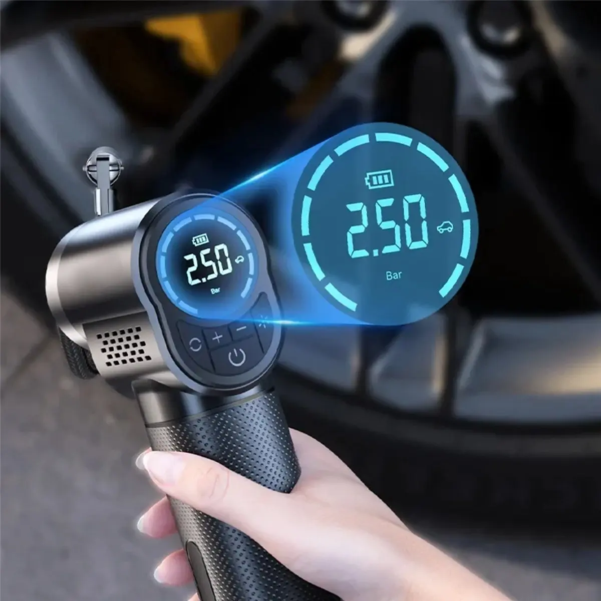 A58Z EAFC Portable Air Compressor Wireless or Wired Inflatable Pump Portable Digital Tire Inflator for Car, Bicycle, Balls