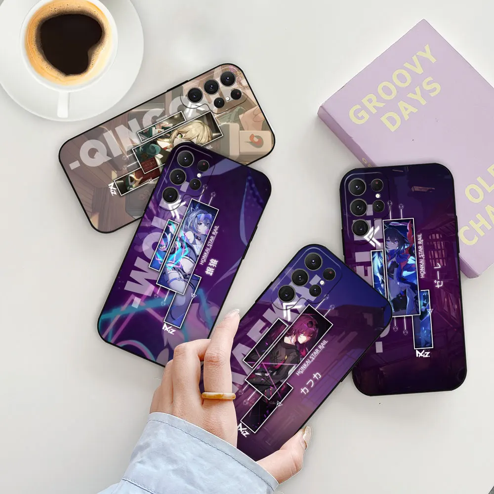 

Anime Honkai Star Rail Kafka Phone Case For Samsung Galaxy S24 S23 S22 S21 S20 Ultra FE S10 S25 Plus Black Soft Silicone Cover