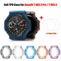 2 in 1 Protective Case + Screen Protector Tempered Glass Film For Amazfit T-REX 3 Pro Smart Watch Bumper Shell Cover Accessories