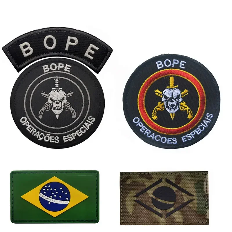 BOPE Brazil Patch Tactical Armband Embroidery Fabric Applique PVC Emblems Military Patch Morale Badges on Backpack