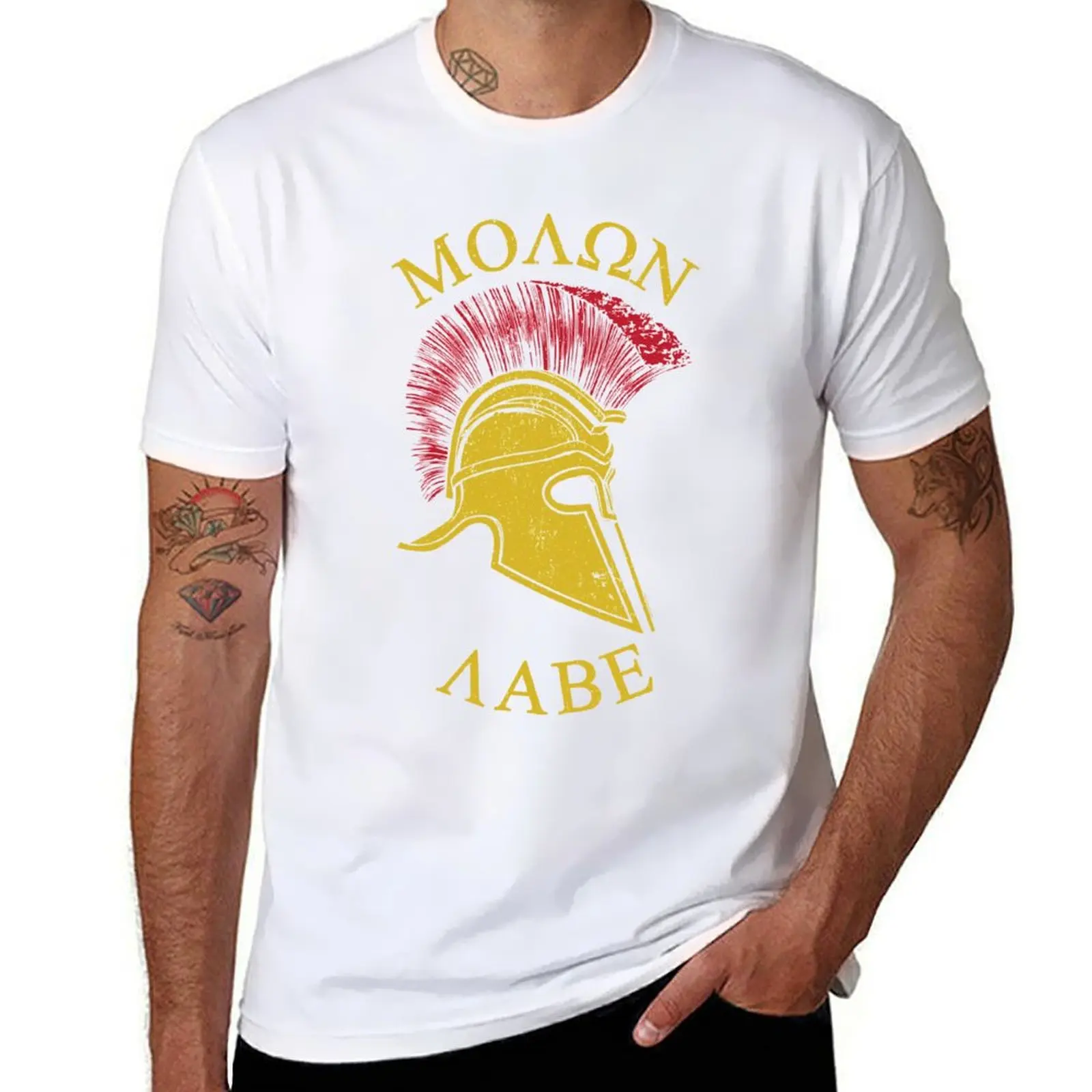 

Molon Labe Greek Spartan Helmet T-Shirt man t shirt summer man t shirts for men casual T-Shirt