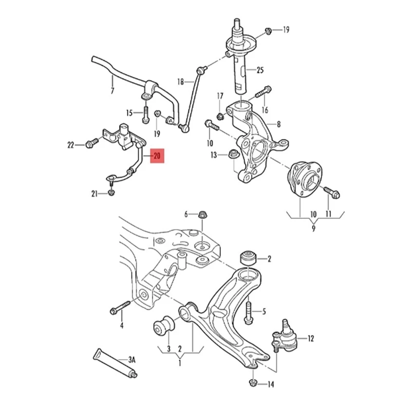 5Q0412521C Sensor de nivel delantero izquierdo, rango de faro de xenón, enlace de nivel, para Skoda Seat A3, 8V1, 8VK, 5Q0907503