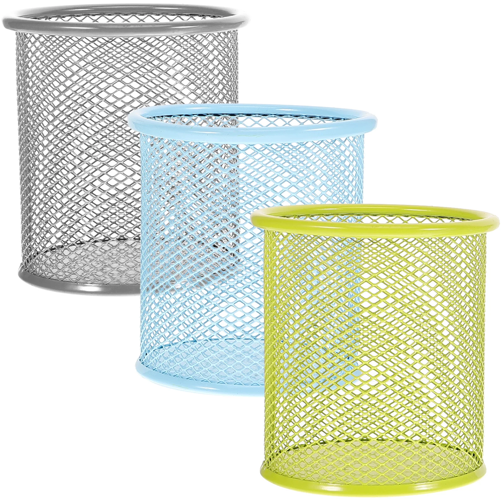 

3Pcs Mesh Metal Pen Holder for Desk Pencil Organizer Brush Cup Stationery Container Office School Home Desktop Decoration