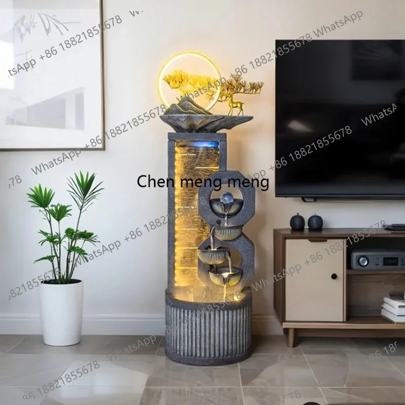 RH Modern simple flowing water ornament circulating water wrought iron office living room lucky decoration