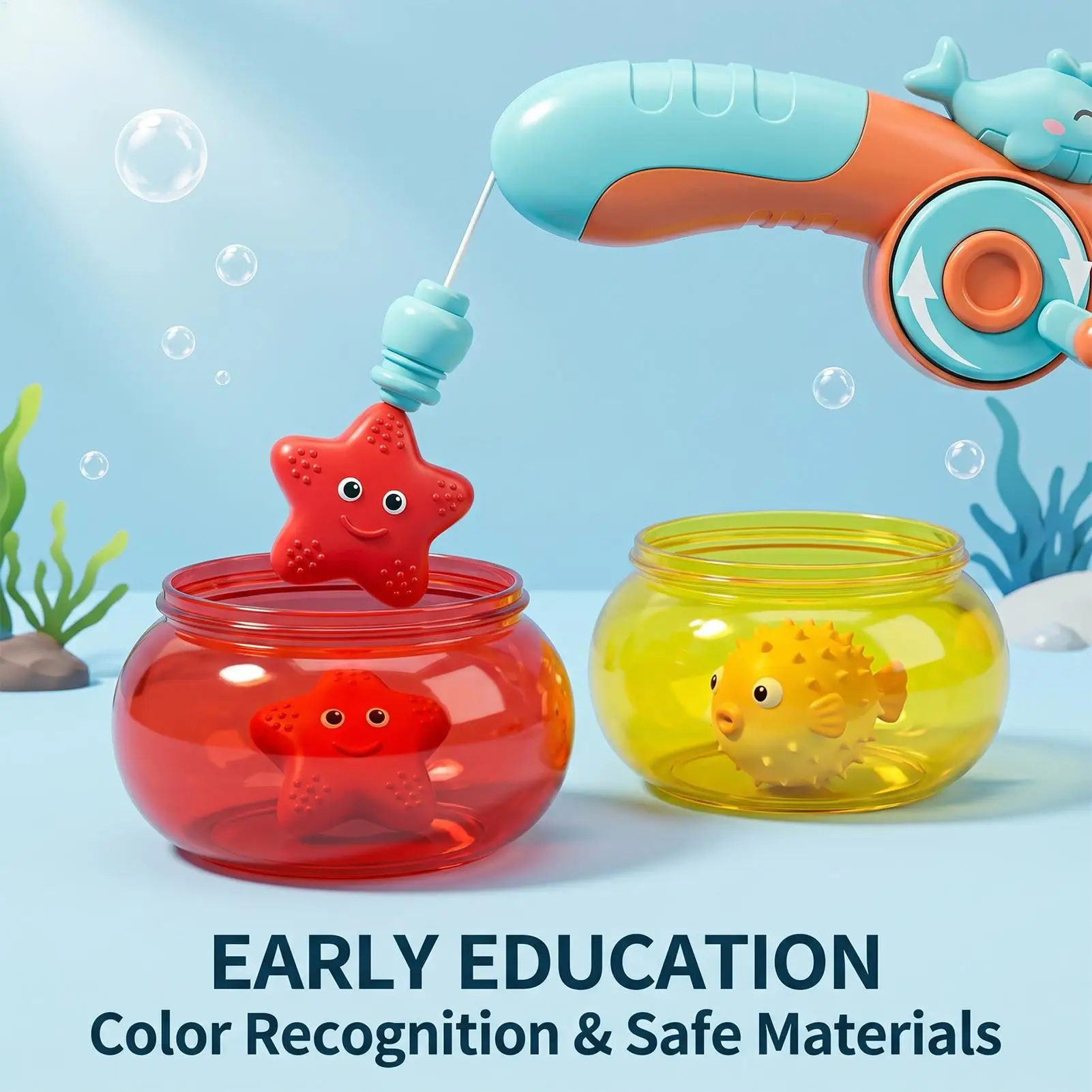 子供向け釣りゲーム-教育用カラー水遊びアクティビティ-磁気釣りおもちゃ-18ヶ月以上対象-バスプールボード-屋外テーブルパーティー