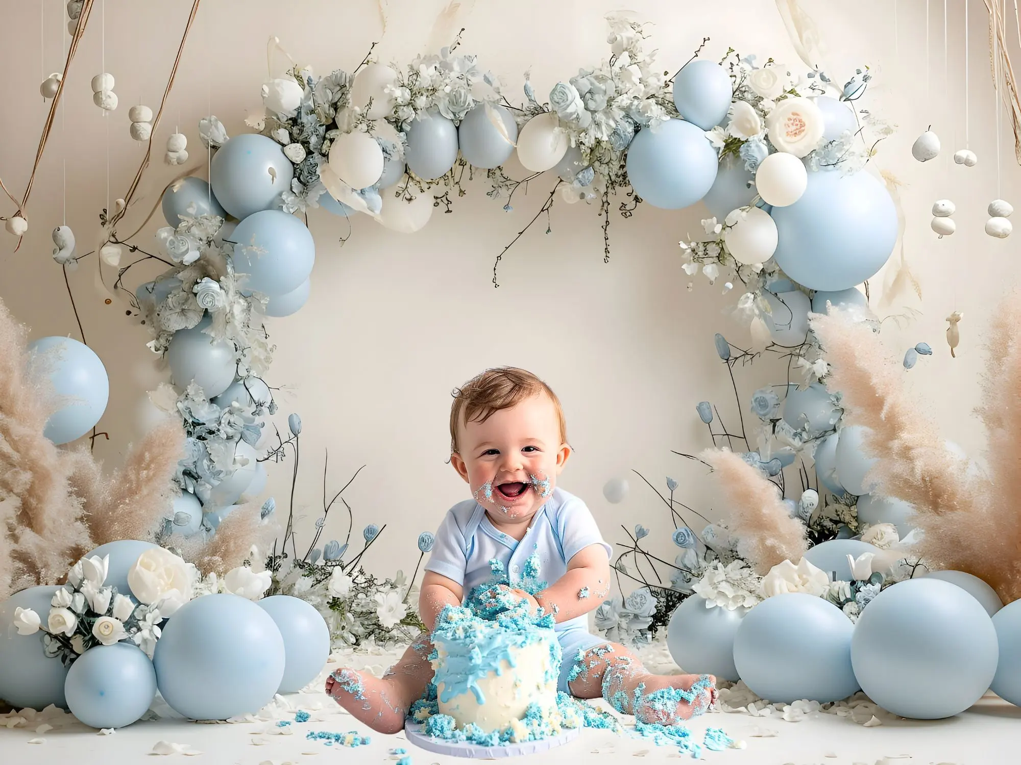 Mehofond Photography Background Boho Arch Balloons Floral Donut Kids Birthday Cake Smash Portrait Decor Backdrop Photo Studio