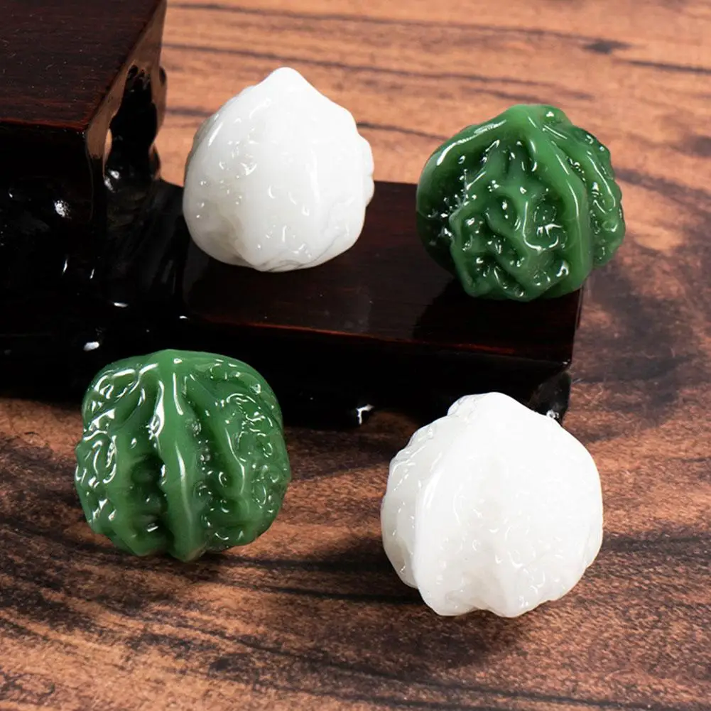 

Wenwan Collection Healing Crystal Jade Walnut Handheld Ornament Fitness Hand Massage Balls For Home Decor Men Women Gifts Supply