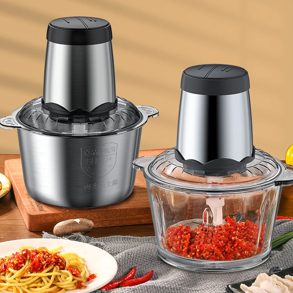 Houselin 전기 푸드 프로세서, 스테인레스 스틸 그릇, 고기, 야채, 과일 및 견과류용 3L/2L 푸드 그라인더