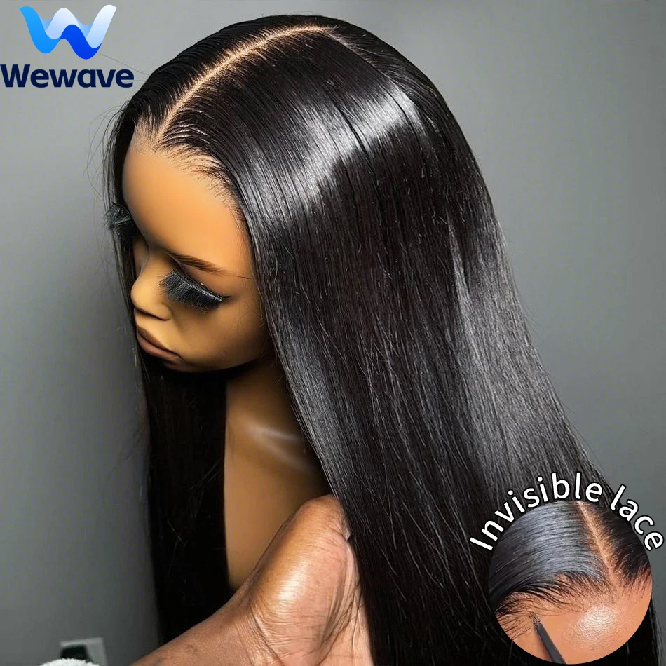 Wewave شعر مستعار بدون صمغ 5x5 4x4 شعر طبيعي مفرود الباروكات 1b شعر مستعار أسود 40 بوصة ارتداء والذهاب قبل قطعها قبل قطعها ابيض عقدة