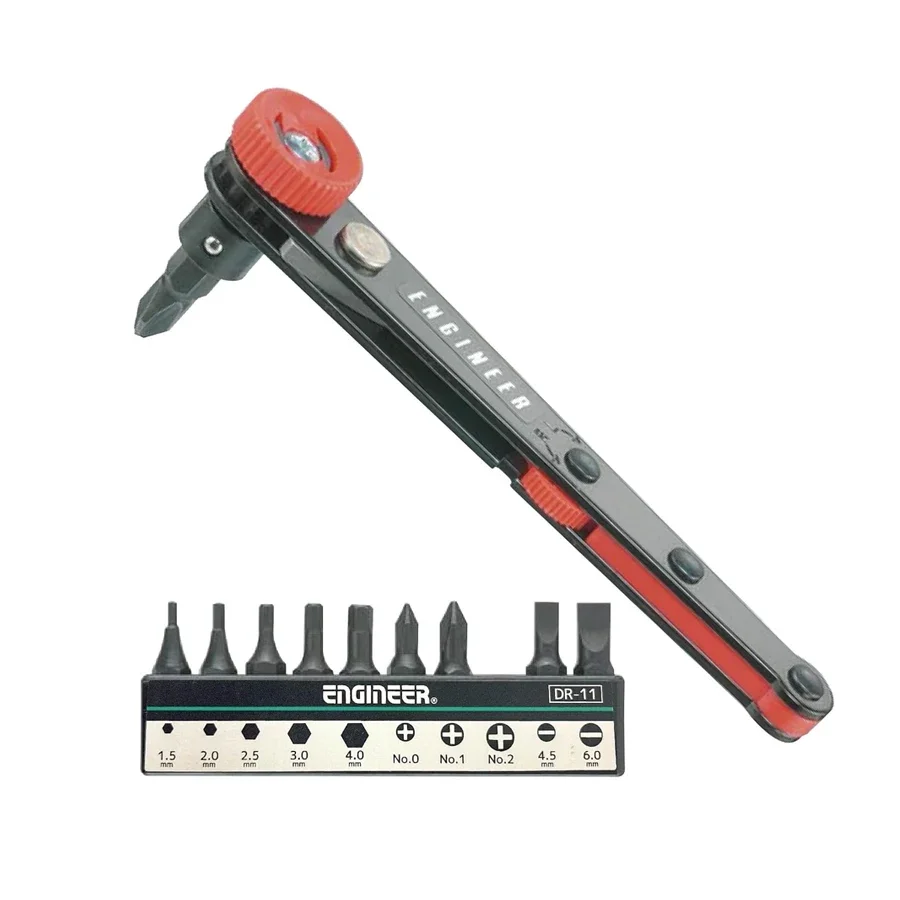 Набор компактных отверток с храповым механизмом ENGINEER с битами для работы в узком стиле, набор гаечных ключей с ручкой быстрого вращения, бит DR-05