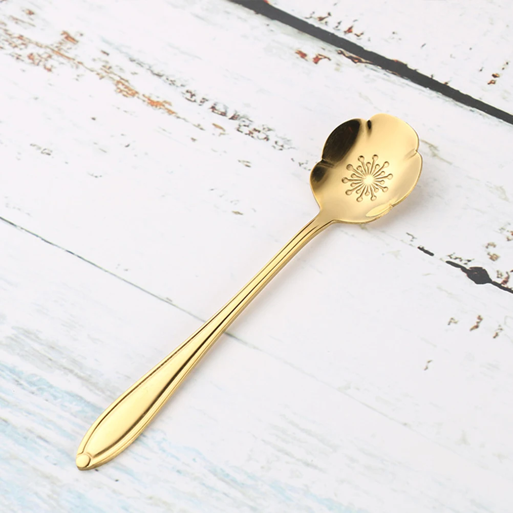 

8pcs Flower Shaped Stainless Steel Spoon Creative Mixing Scoops Cherry Blossoms Kitchen Coffee Tea Sugar Dessert Helper