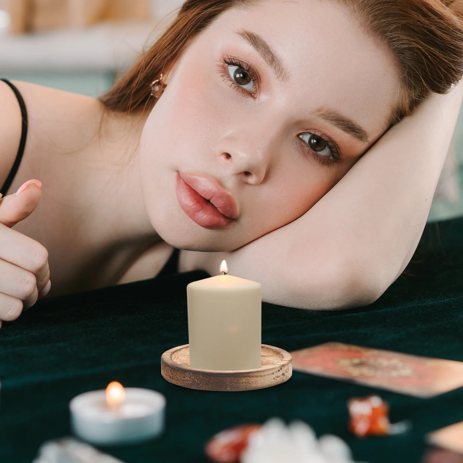 Подсвечники с пентаграммой, 6,5 см, деревянная подставка для свечей, алтарь, ритуальный элегантный стиль, чайная свеча, свадебный домашний декор