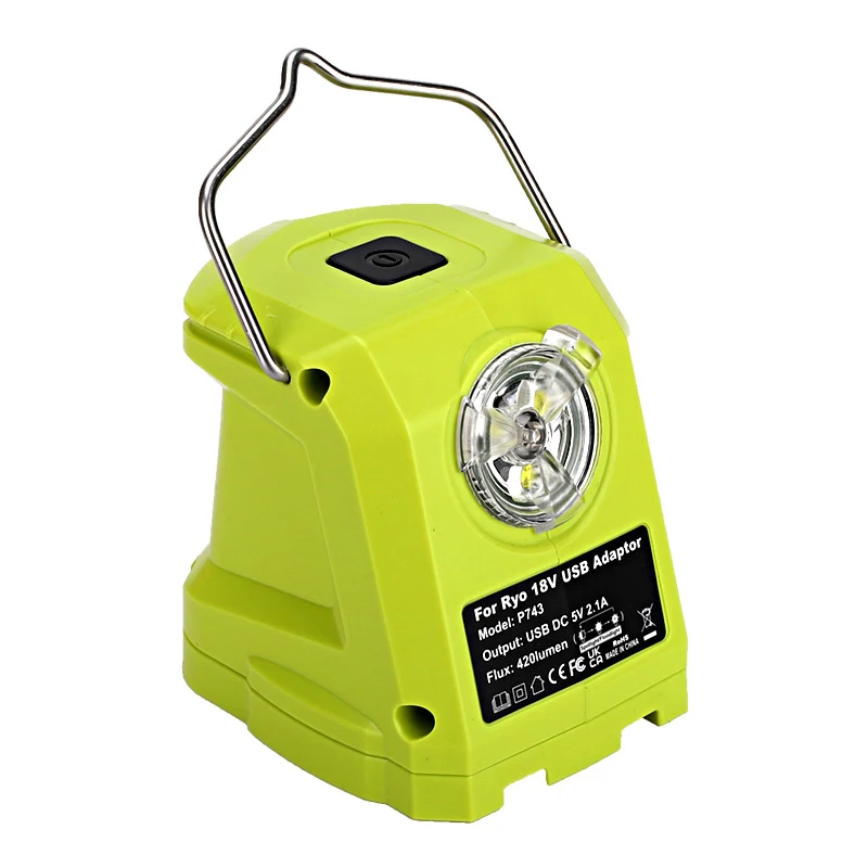 9W LED Work Light For RYOBI 14.4V-18V Li-ion Battery Dual USB Converter Adapter For Ryobi Portable Spotlight Power Tools Part