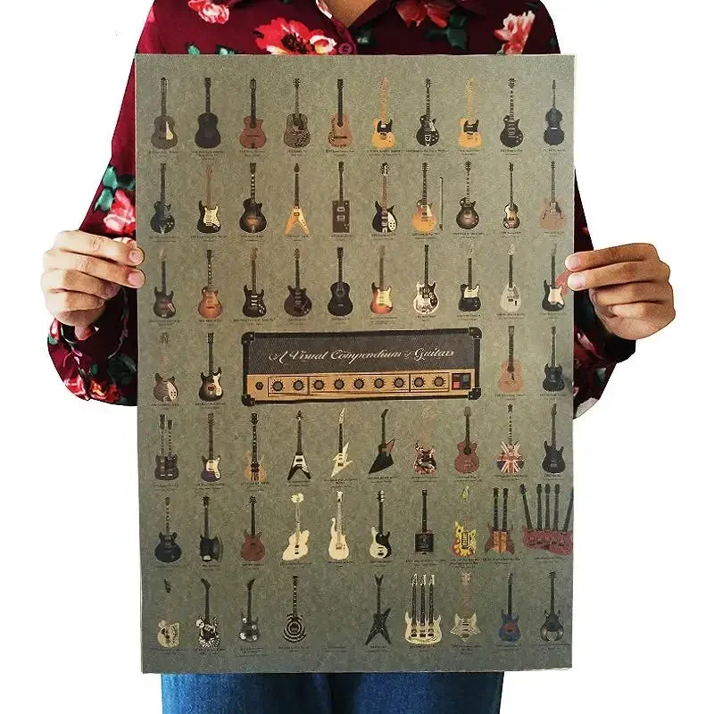 

Guitar Vintage Poster Bar Cafe Kraft Paper Home Decor