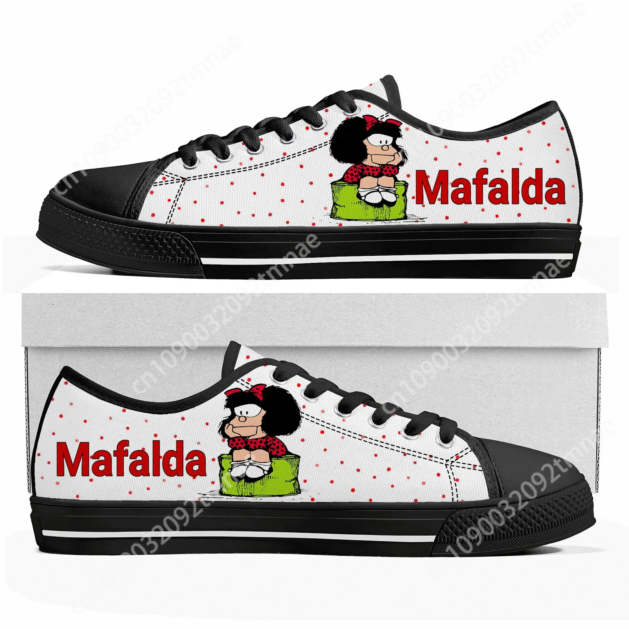 

Hot Cartoon Role Mafalda Custom Low Top Sneakers Women Men Teenager Fashion High Quality Shoes Casual Tailor Made Custom Sneaker