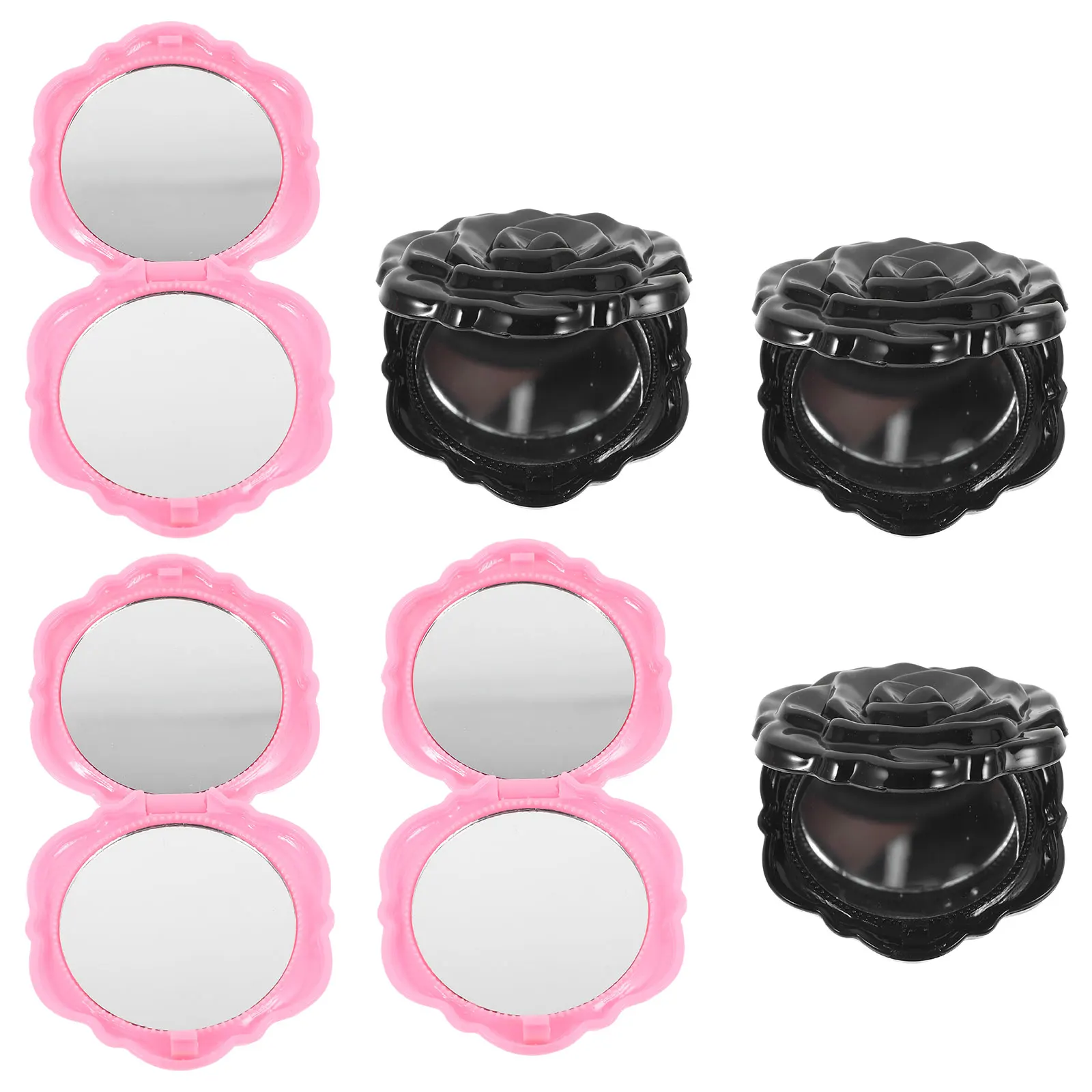 

6pcs Foldable Makeup Mirror Double Sided Portable Woman Vanity Mirror Rose Plastic Travel Small Commemorate Exquisite