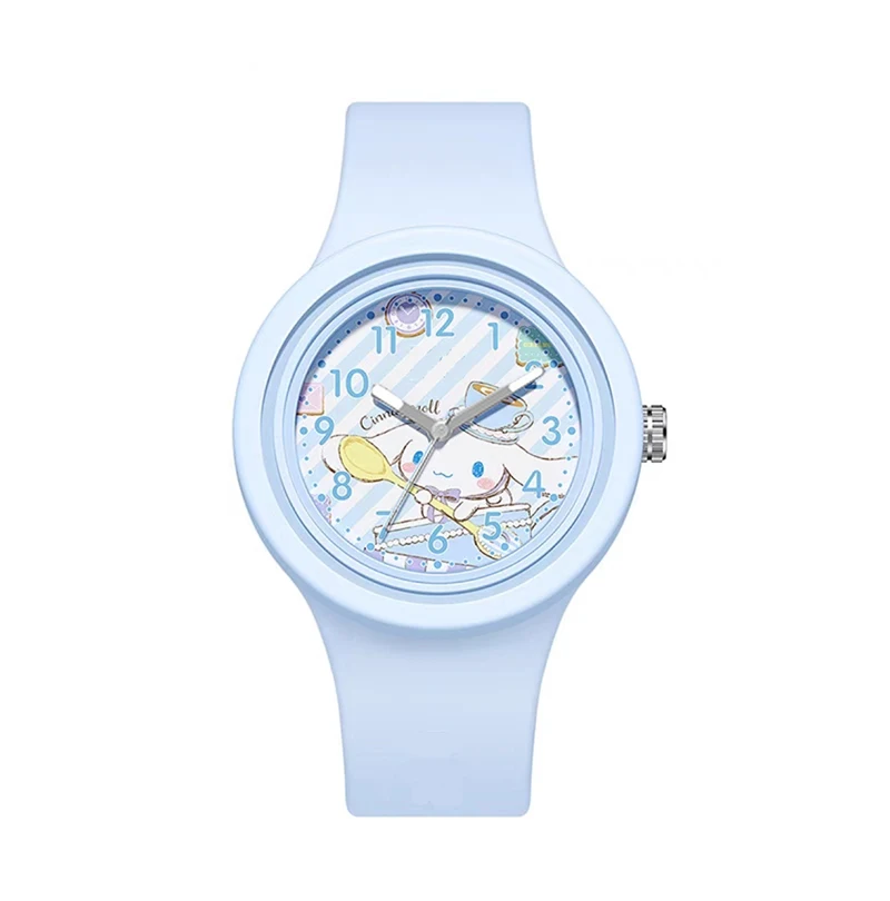 Miniso Anime Cartoon Sanrio Kuromi Melody Hello Kitty Cinnamoroll Silicone Round Quartz Student Watch Fashion Children Kids Gift