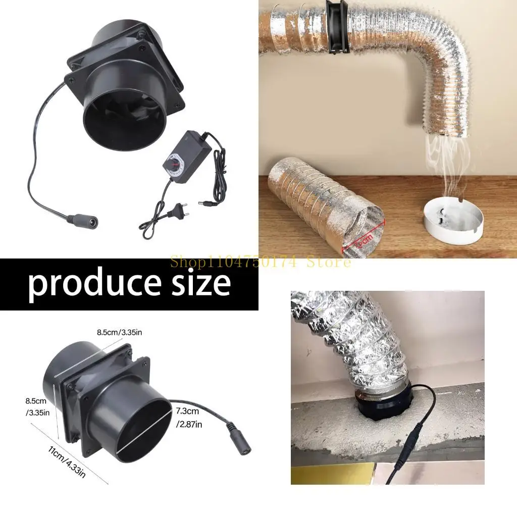 

Маленький 80 мм 12 В вентилятор с квадратной или круглой воздуховодной пластиной для палаток для растений, домиков для домашних