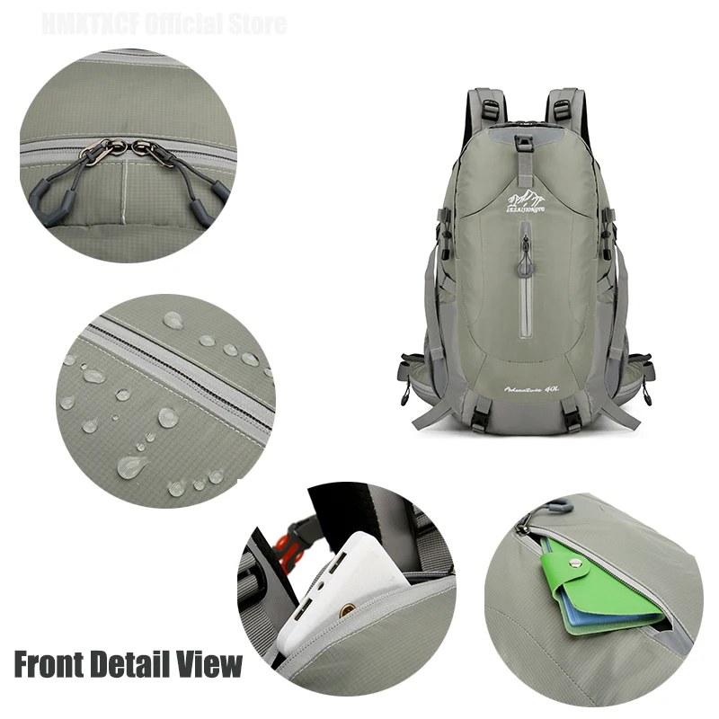 40L المشي لمسافات طويلة التخييم على ظهره السفر مع غطاء للمطر في الهواء الطلق حقيبة التسلق النايلون حقيبة كبيرة الأمتعة عطلة نهاية الأسبوع الرياضة المدرسية الرجال