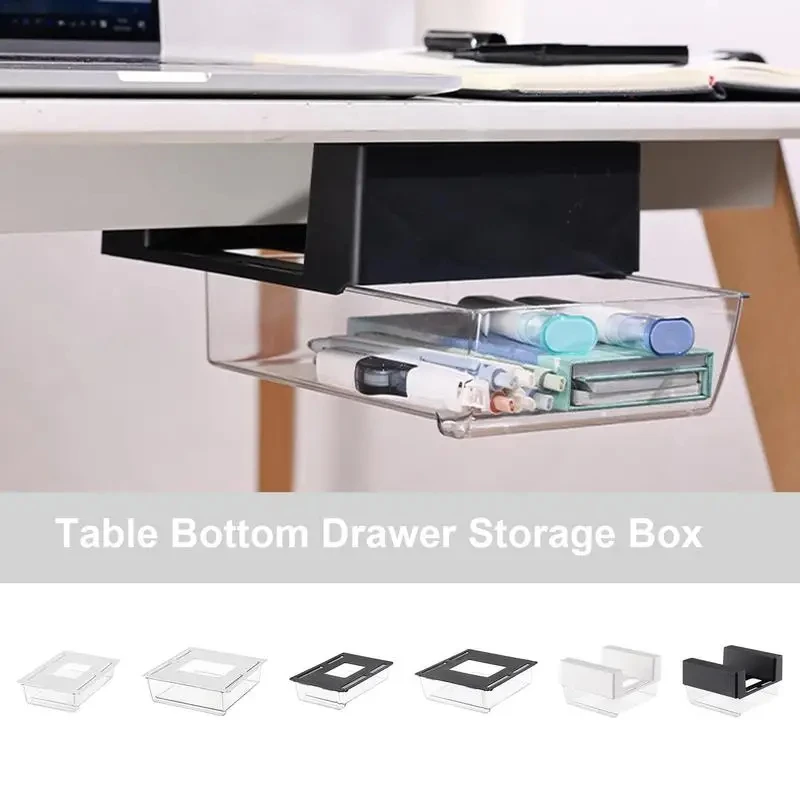 Sliding Under Desk Storage multi purpose black white sundries storage drawer box Self Adhesive Slide Out Desk For Stationery