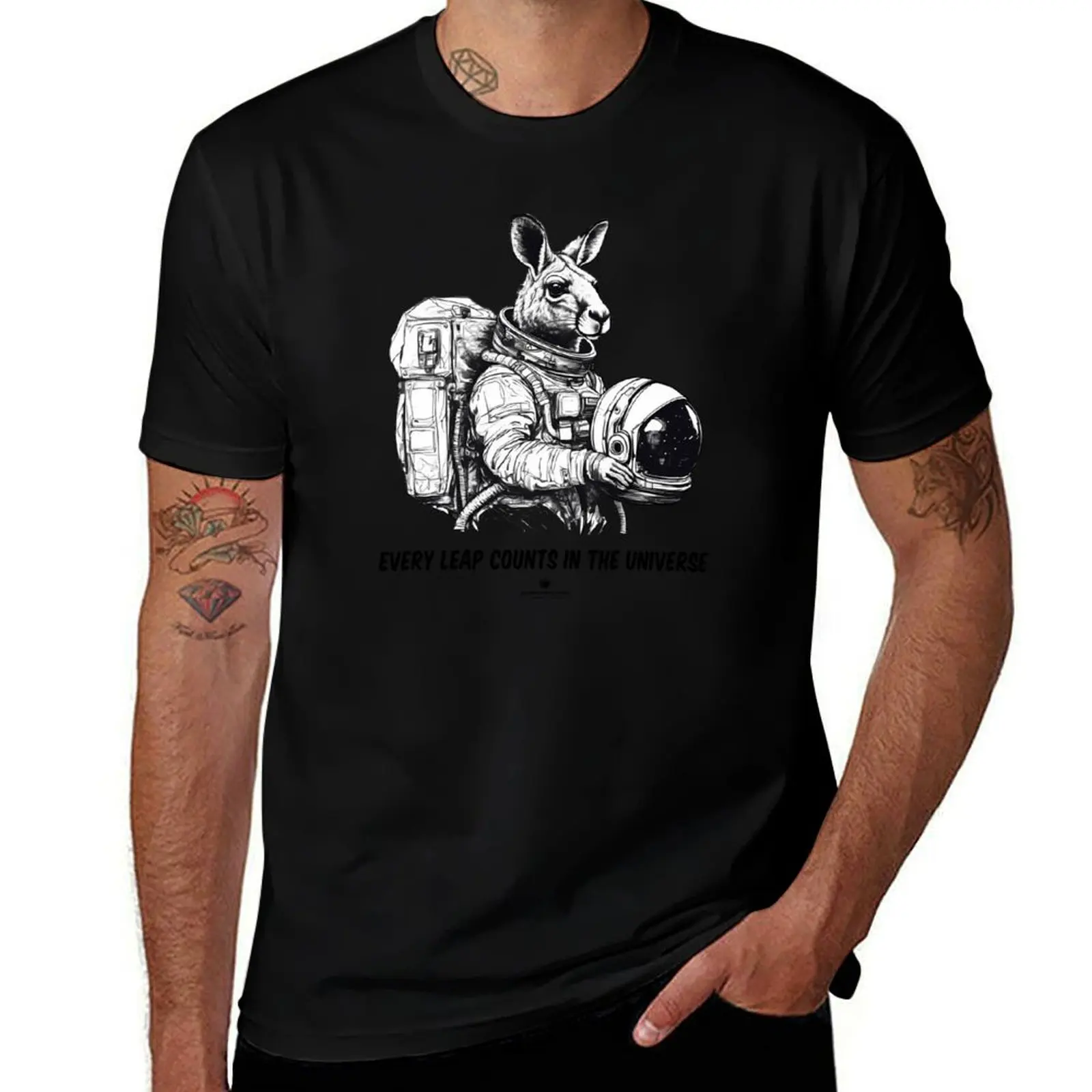 Bounce the Cosmonaut Kangaroo - WHITE TEE T-Shirt t shirt man plain T-Shirt