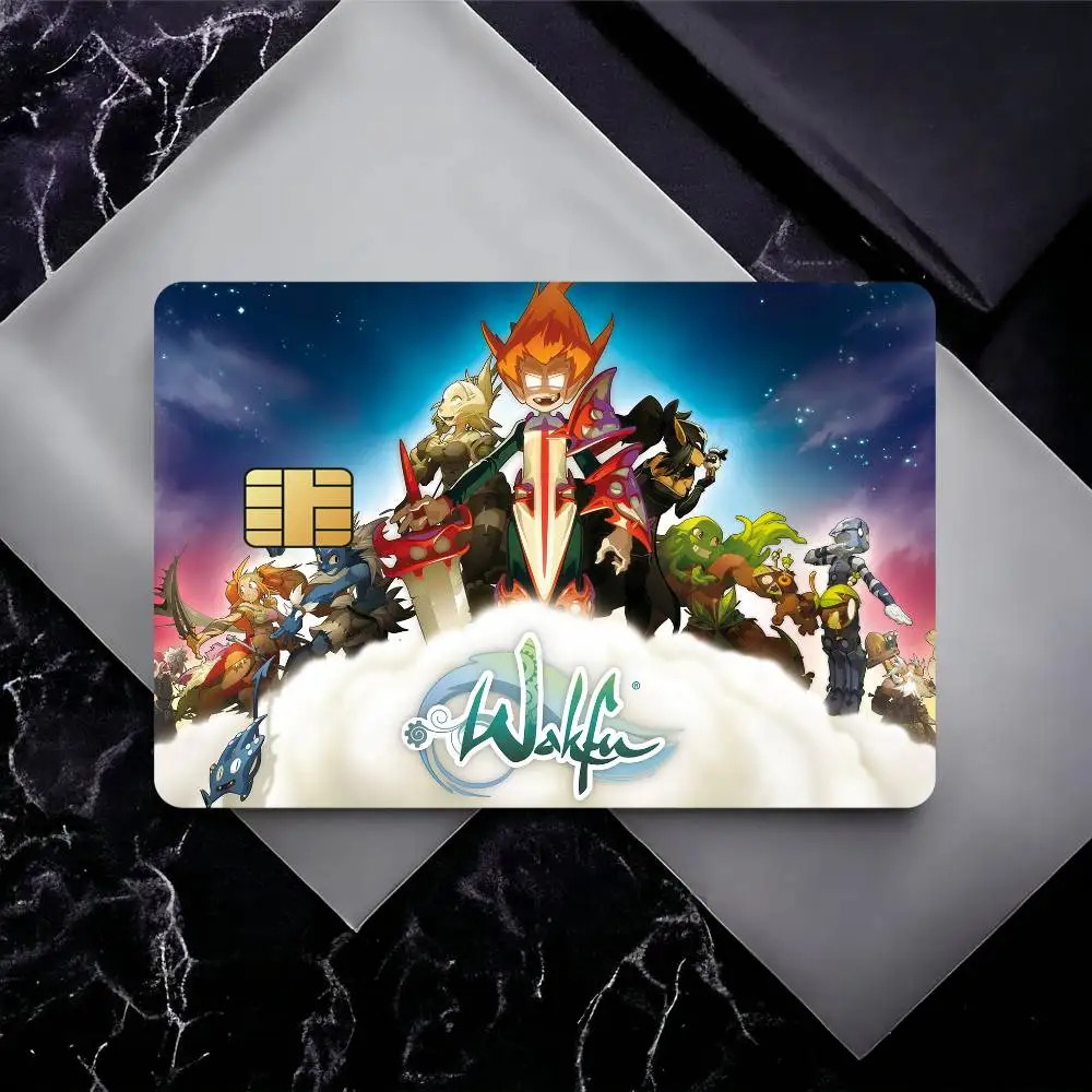 Game W-Wakfu Funny Cool Poster Bank Credit Cards Bus Pass Stickers Cool Decoration Waterproof 4PCS Card