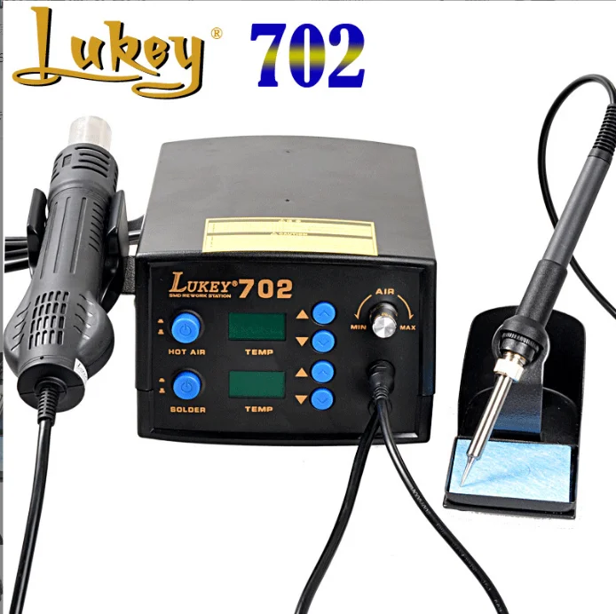 Lukey 702 air soldering SMD REWORK STA TION Heat gun soldering iron even number display 2-in-1 welding table mobile phone comput