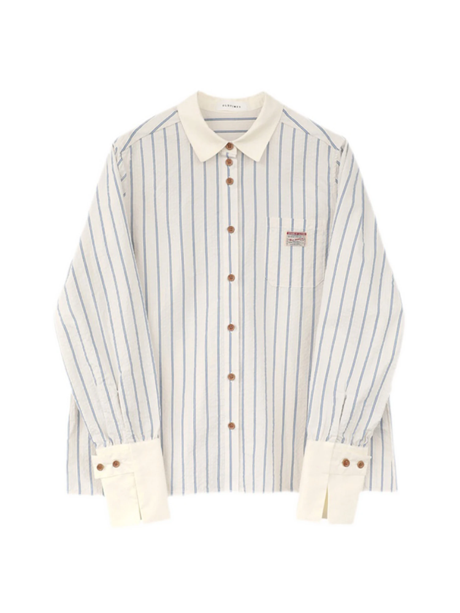 

Женские рубашки поло в синюю полоску, блузки Y2k, винтажные элегантные эстетичные рубашки с длинными рукавами 2000-х годов, весна-осень 2025