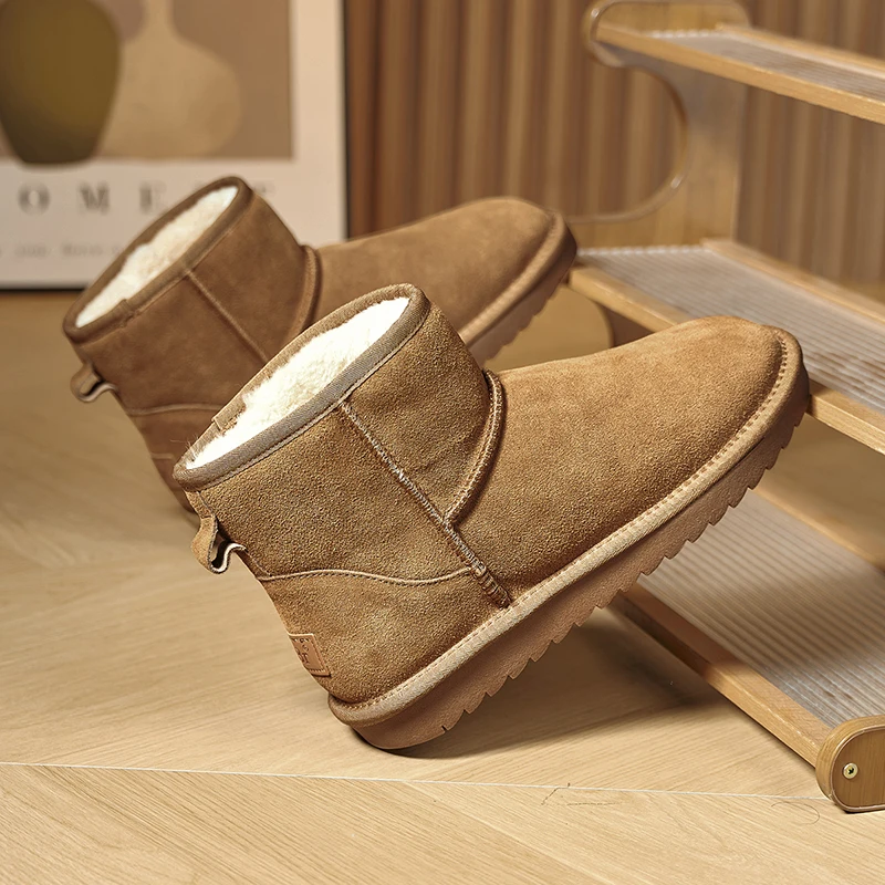 

Men’s Thermal Winter Footwear, Faux Fur & Waterproof, One-Click Slip-On for New Year’s Brunch & Snowy Streets