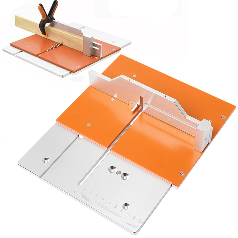 Alumínio Mini Serra de Mesa Inserir Placa Flip Cover Plate Ferramenta de Bancada de Madeira Guia de Calibre Apuramento Circular