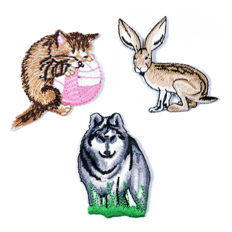 Fashionable embroidered cloth stickers exquisite embroidered animal emblems snake goat rabbit wolf patch iron on women's clothes