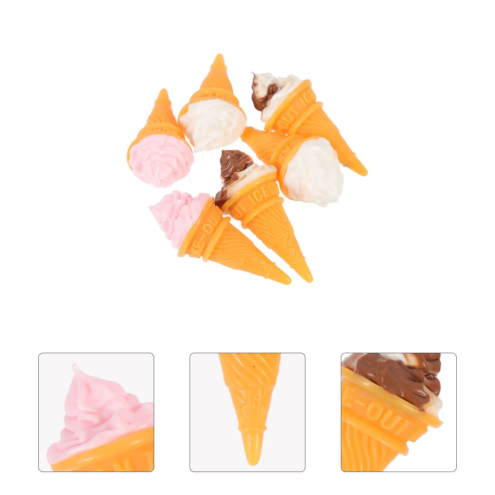 

6Pcs Wear-Resistant Mini Ice Cream Resin Tiny Miniature Ice Cream Cones Adornments Kids Mini House Decoration Supplies