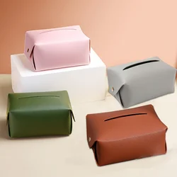 Tissue Box Cover,  Modern PU Leather Square Tissue Box Holder - for Bathroom Vanity Countertop, Night Stands, Office Desk & Car