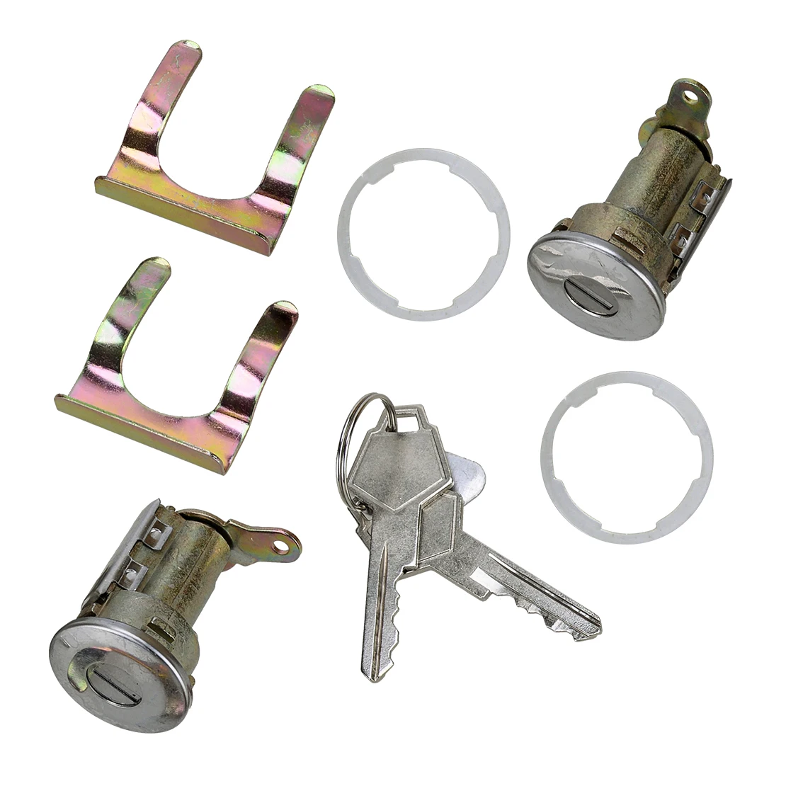 5070004 Car Door Lock Cylinder With Key Clip Gasket Set Fit For Dodge D100 D250 D350 W150 W350 Silver