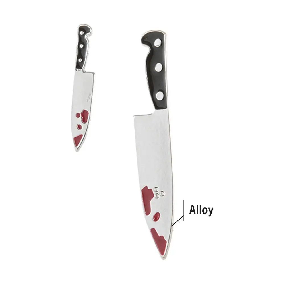 1Pair Punk Cutlery Earrings Silver Halloween Asymmetric Studs for Men Women Long-Lasting Polish Hip Hop Party Gifts