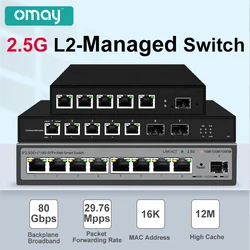 OMAY 5/8 Port L2 Web Managed 2.5Gps Switch Smart Web 2500Mbps with 2*10G Uplink SFP+ L2 Managed Switch