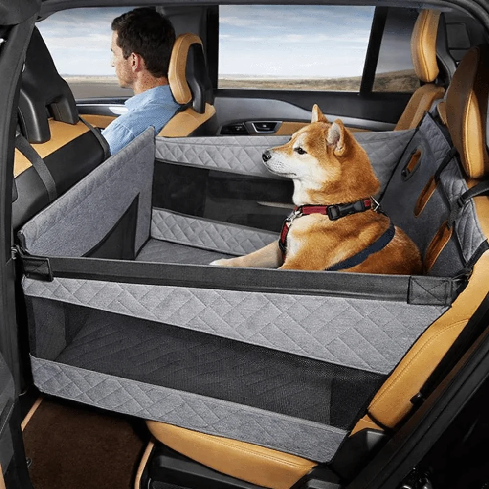Universal Dog Car Seat Waterproof Non-slip Pet Safety Seat Large Space Breathable Mesh Car Back Seat Extender Family Travel view 4