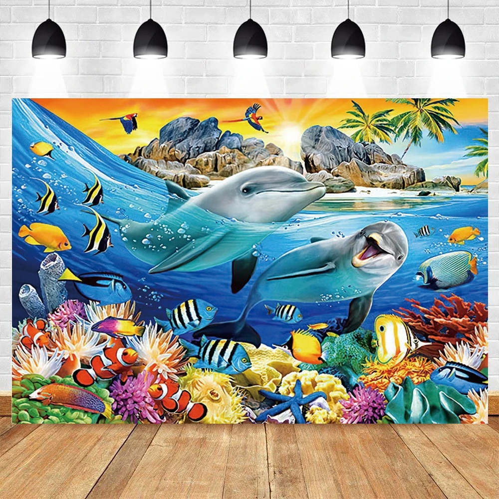 Shark Undersea Photography Backdrops Baby Birthday Photocall Portrait Party Decor Background Photo Studio Photographic Photozone
