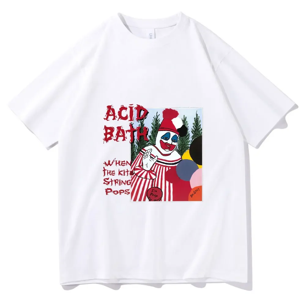 

2025 Summer Men's 100% pure cotton short-sleeved top ACID BATH Clown pattern printed T-shirt Dark trend style clothing