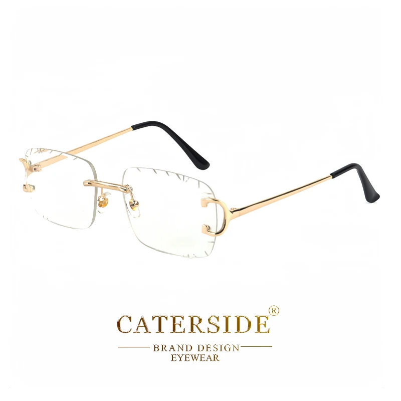 Caterside Randlose Farbverlauf Quadrat Sonnenbrille Mann Diamant Kupfernickel Rahmen Sonnenbrille Punk Frauen Kleine Rahmenlose Brillen UV400 – Detail 13