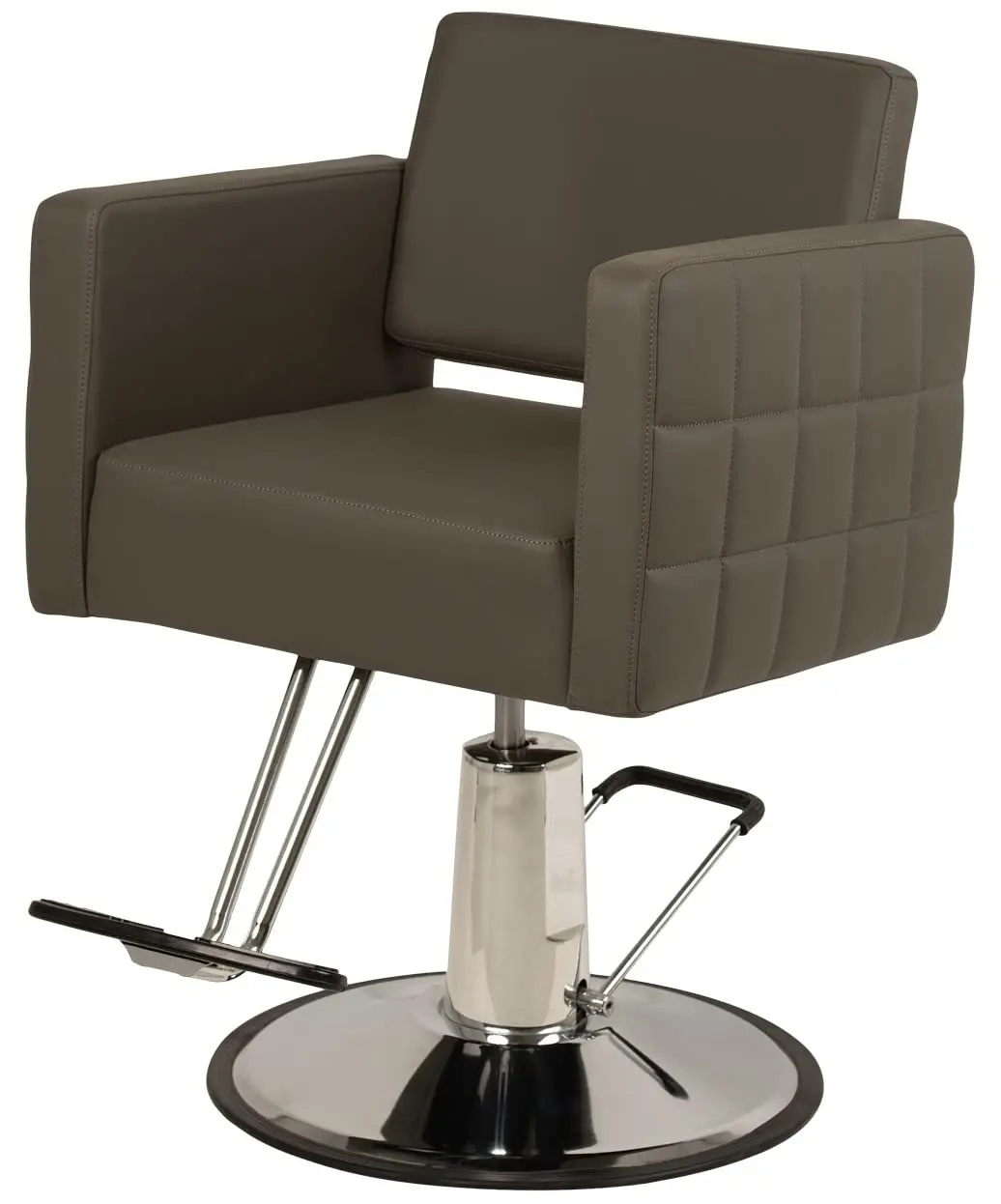 

Buy-Rite Icon Salon Styling Chair - Gray Hydraulic Chair with Extra-Wide Seat, Quilted Vinyl Design, Steel Frame &, Customized