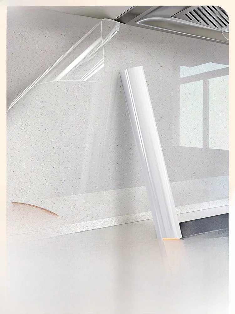 

Kitchen Wall Protection Film Oil Resistant Static Self Adhesive Waterproof Heat Resistant Stier Transparent for Countertops