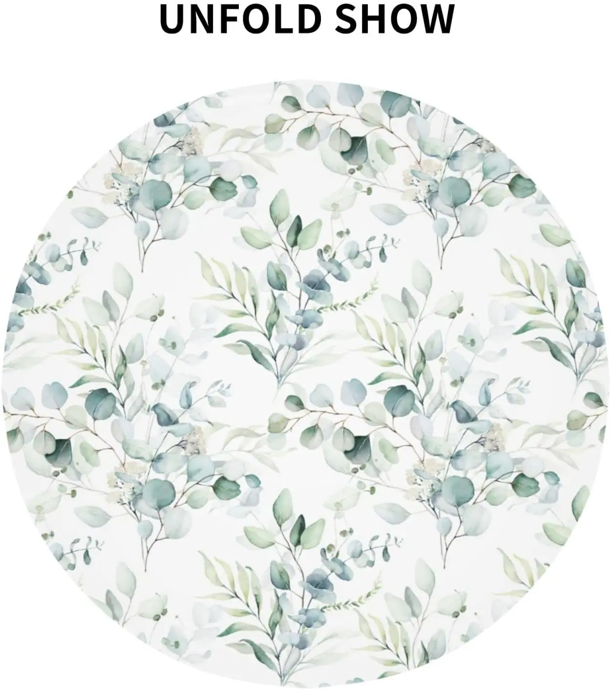 Spring Leaf Floral Sage Tablecloth Round 60 Inch Ruitic Watercolor Table Cloth Waterproof Fabric Green Grey Leaves Tablecloths