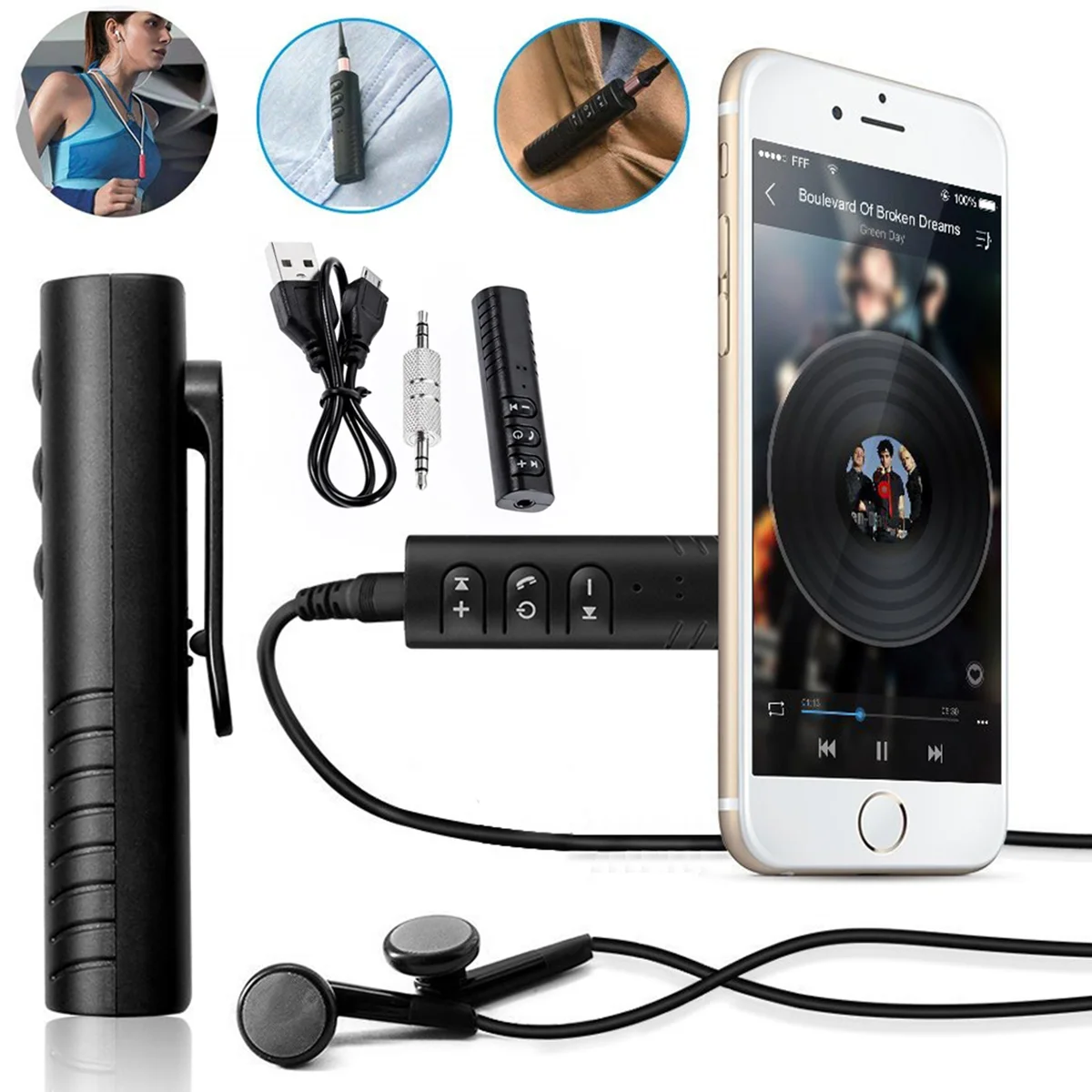 

Portable Wireless Bluetooth 5.0 Receiver Noise Reduction 3.5mm AUX Jack Car Audio Adapter Speaker Amplifier Hands-Free Calling