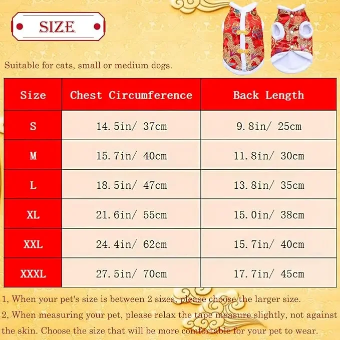 New Year Dog Dragon Robe Costume Winter Pet Clothes  of The Tang Dynasty Christmas Coat for Cats Teddy Bichon Small Medium Dogs