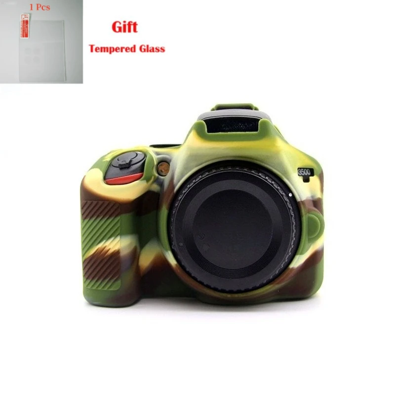 

Camera Body Case, For Nikon D3500 camera cover , SLR protective case d3500 soft silicone bag + free tempered film