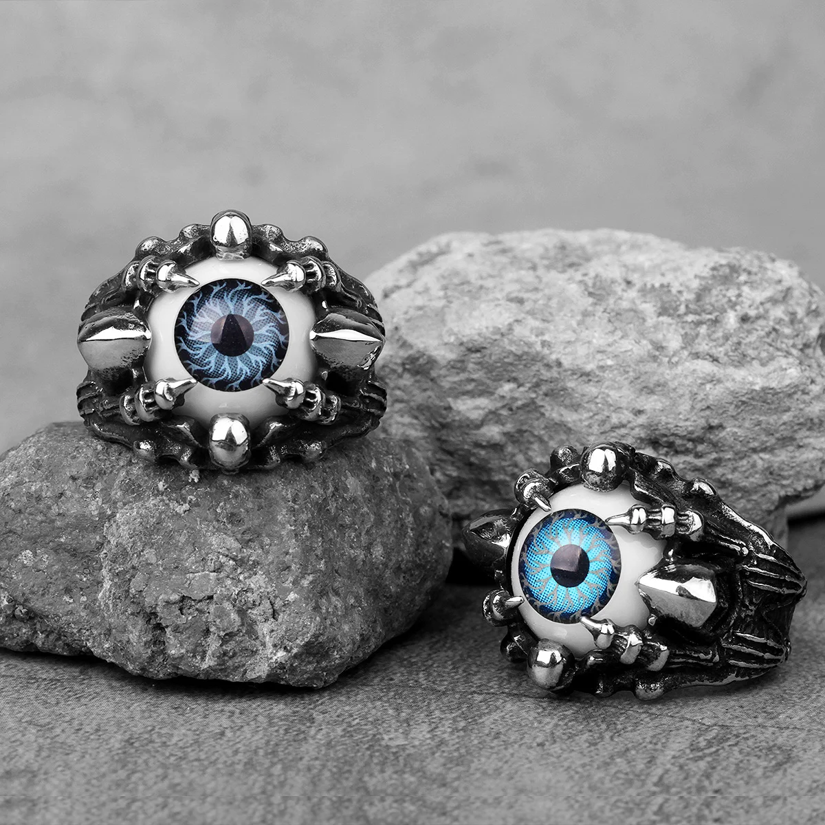 Stainless Steel Men Rings Demon Devil\'s Eye Domineering Punk Rock Hip Hop for Biker Male Boy Jewelry Creativity Gift Wholesale