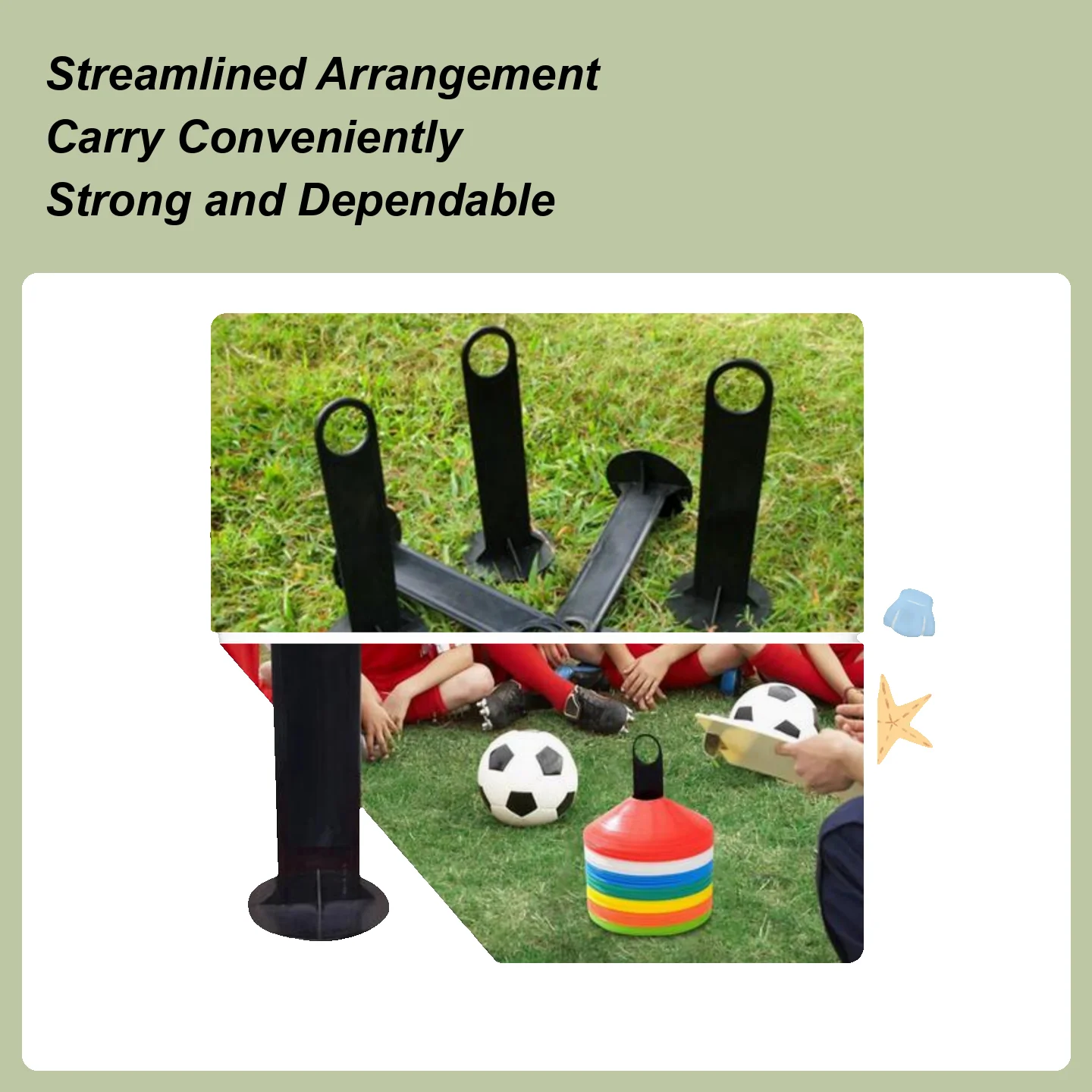 サッカートレーニングディスクコーンラック多目的サッカーコーンスタンドサッカートレーニング機器軽量ブラックサッカーコーンホルダー