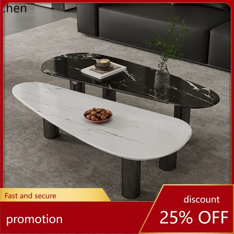 HXL Coffee Table Irregular Minimalist Marble Living Room Oval Microcrystalline Stone