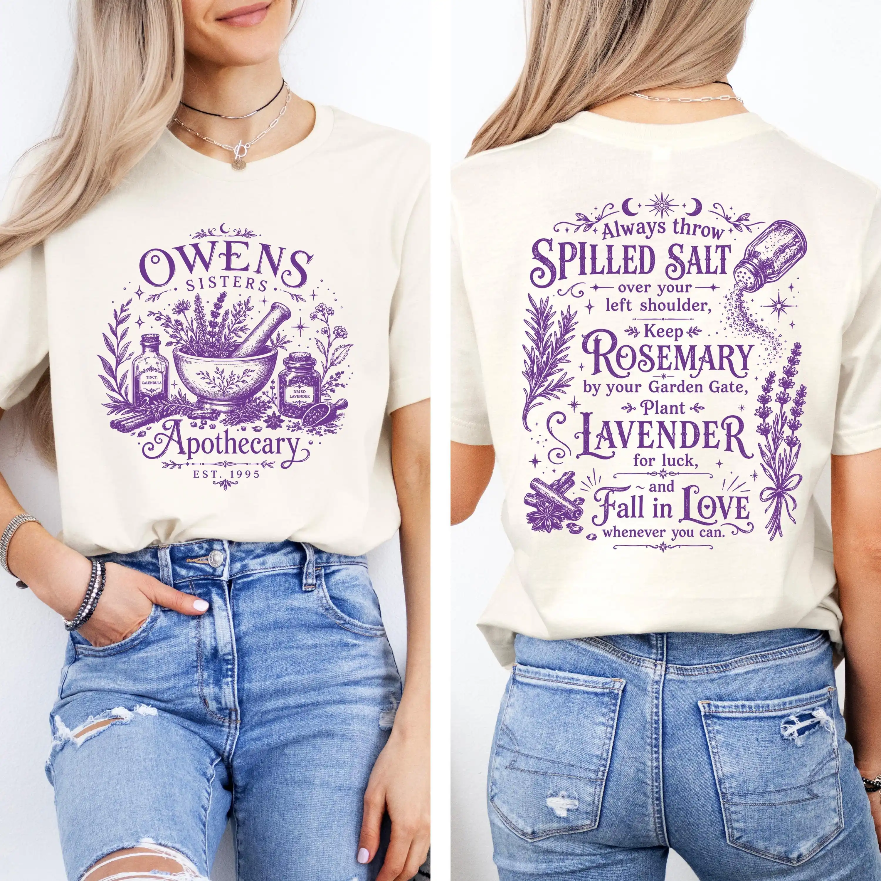 Magic Practical Apothecary Shirt, Owen’s Sisters Apothecary, Spilled Salt Over Shoulder Witchy T-shirt, Gift for Her